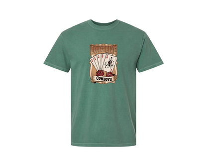 brand:Comfort Colors|color:Light Green|Long Live Cowboys Western Aces Dice Graphic T-Shirt