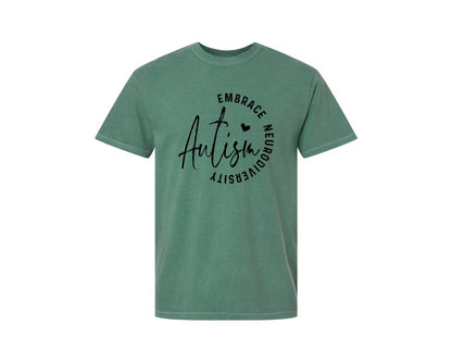 brand:Comfort Colors|color:Light Green|Embrace Neurodiversity Autism Graphic T-Shirt