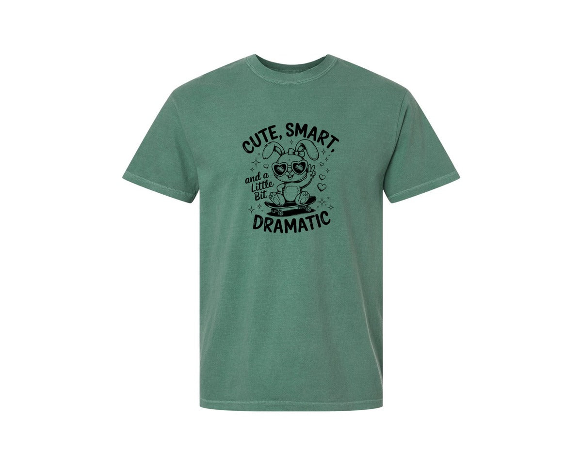 brand:Comfort Colors|color:Light Green|Cute Smart And A Little Bit Dramatic T Graphic T-Shirt
