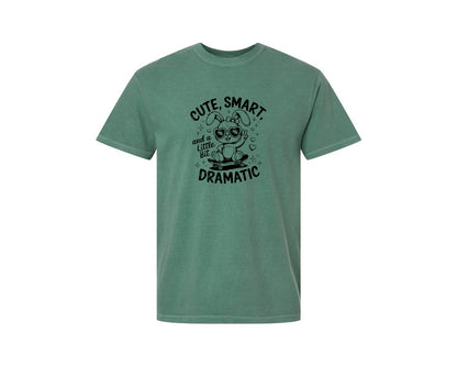 brand:Comfort Colors|color:Light Green|Cute Smart And A Little Bit Dramatic T Graphic T-Shirt