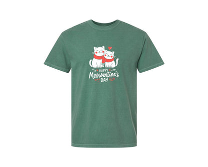 brand:Comfort Colors|color:Light Green|Happy Meowentines Day T Shirt Design 2 Graphic T-Shirt