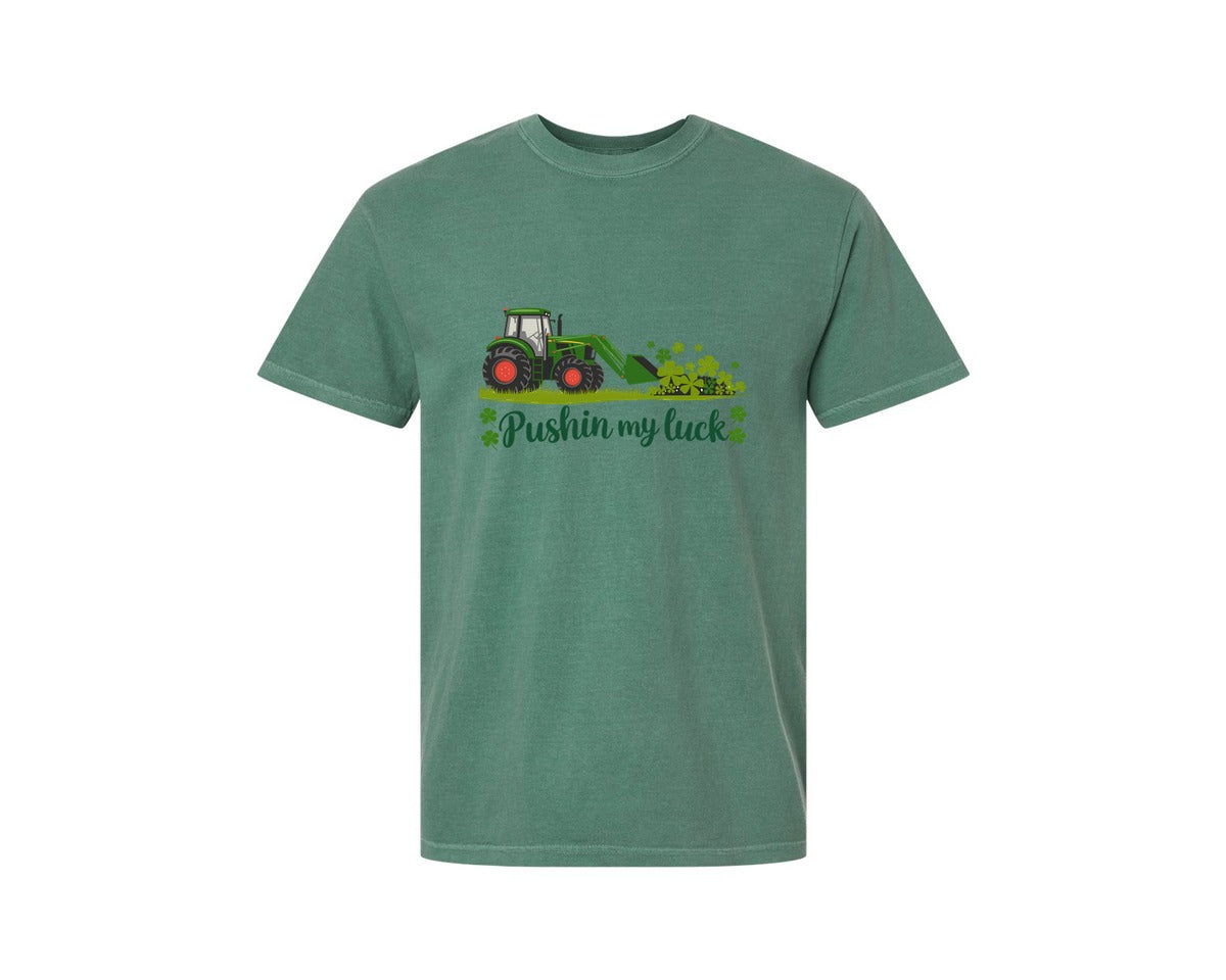 brand:Comfort Colors|color:Light Green|Pushin My Luck St Patricks Day 3 Graphic T-Shirt