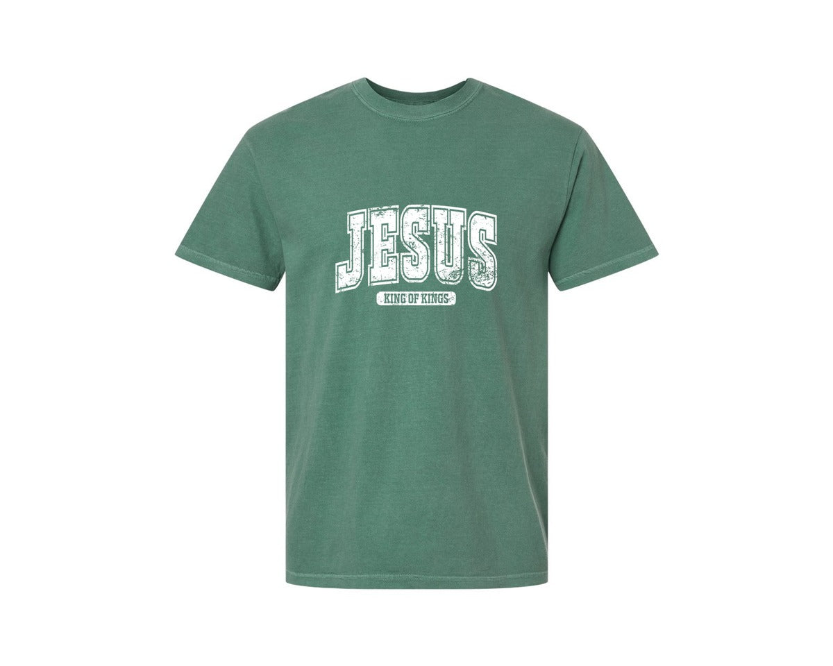 brand:Comfort Colors|color:Light Green|Jesus King Of Kings Christian S Graphic T-Shirt