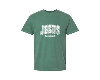 brand:Comfort Colors|color:Light Green|Jesus King Of Kings Christian S Graphic T-Shirt