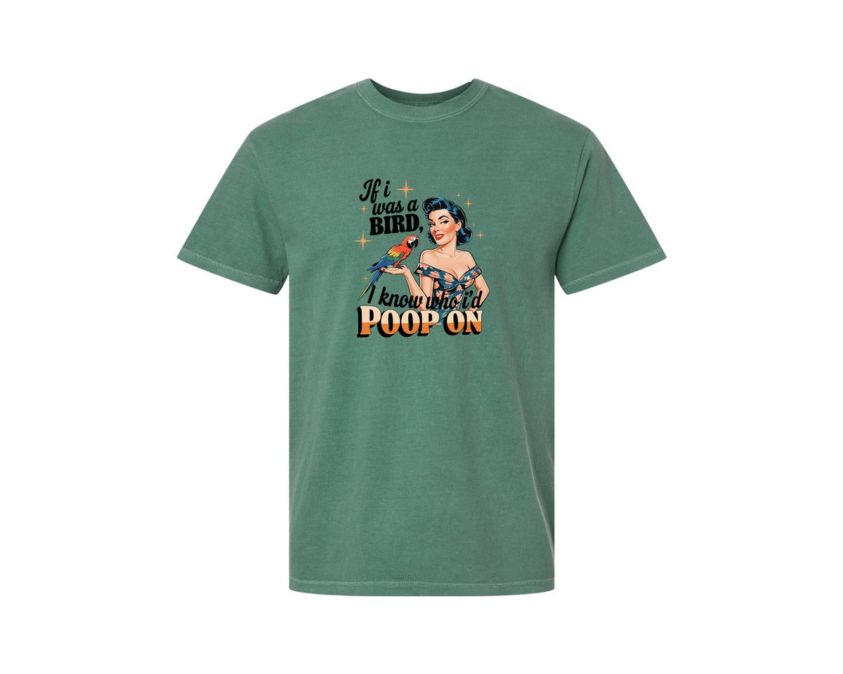 brand:Comfort Colors|color:Light Green|Sarcastic Vintage Girl Adult A Bird Graphic T-Shirt