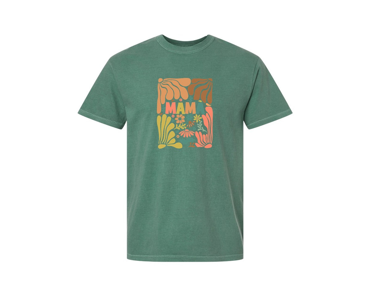 brand:Comfort Colors|color:Light Green|Floral Mama Mama Flower Coquet Graphic T-Shirt