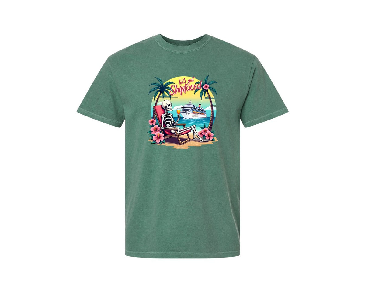brand:Comfort Colors|color:Light Green|Cruise Lets Get Shipfaced Graphic T-Shirt