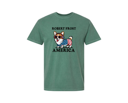 brand:Comfort Colors|color:Light Green|Corgi Dog 4Th Of July Graphic T-Shirt