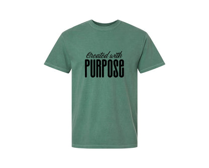 brand:Comfort Colors|color:Light Green|Created With Purpose Sleeve Design Graphic T-Shirt