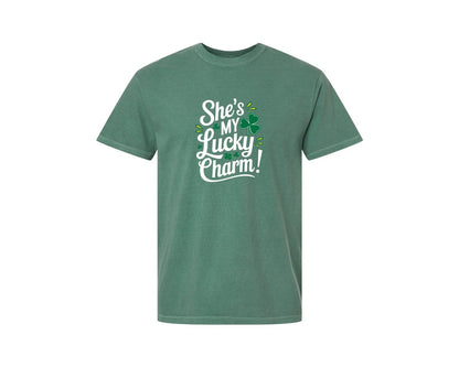 brand:Comfort Colors|color:Light Green|Shes My Lucky Charm St Patricks Day 2 Graphic T-Shirt