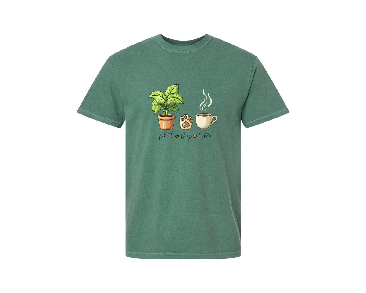 brand:Comfort Colors|color:Light Green|Plant Dog Coffee Gardening T Shirt Graphic T-Shirt