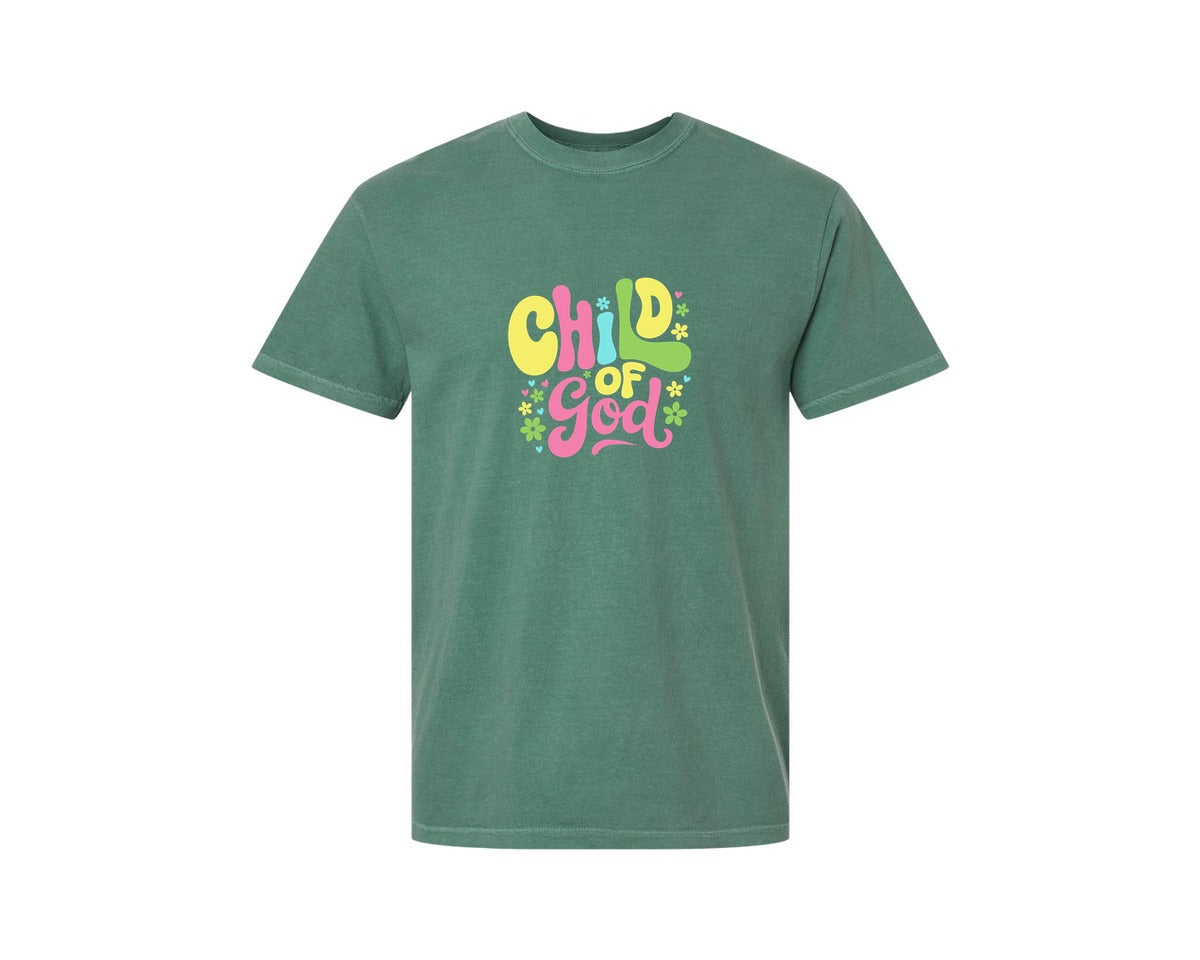brand:Comfort Colors|color:Light Green|Child Of God Faith Printable Graphic T-Shirt