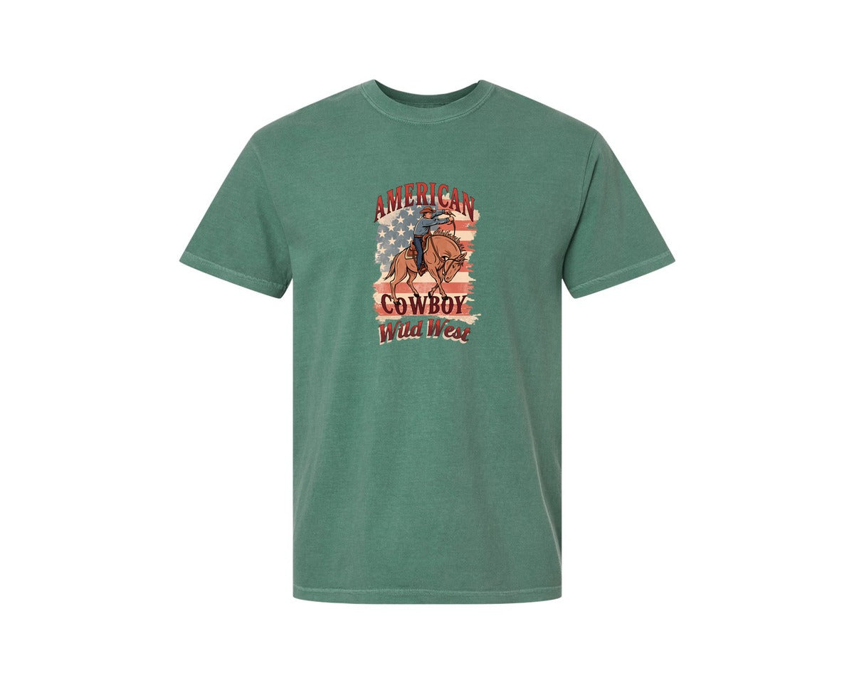 brand:Comfort Colors|color:Light Green|American Cowboy Wild West Vintage 2 Graphic T-Shirt