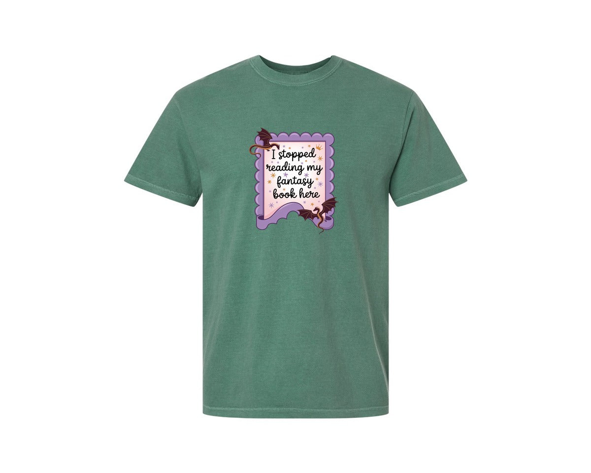 brand:Comfort Colors|color:Light Green|I Stopped Reading My Fantasy Book Here 4 Graphic T-Shirt