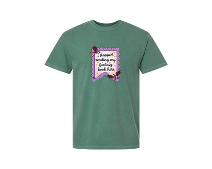 brand:Comfort Colors|color:Light Green|I Stopped Reading My Fantasy Book Here 4 Graphic T-Shirt