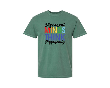 brand:Comfort Colors|color:Light Green|Different Minds Autism T Shirt Graphic T-Shirt