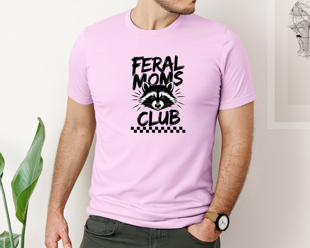 brand:Bella Canvas|color:Lilac|Feral Moms Club Mom Life Raccoon Graphic T-Shirt
