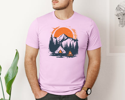 brand:Bella Canvas|color:Lilac|Sunset Camping Adventure T Shirt Design 3 Graphic T-Shirt