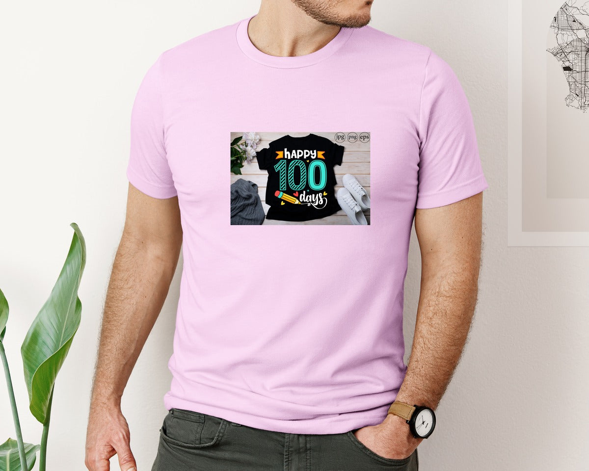 brand:Bella Canvas|color:Lilac|100 Days Of School Shirt 10 Graphic T-Shirt