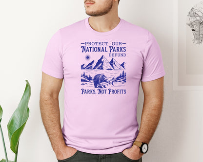 brand:Bella Canvas|color:Lilac|Protect Our National Parks Defund Doge Graphic T-Shirt
