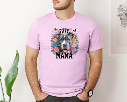 brand:Bella Canvas|color:Lilac|Pitty Mama Cute Pitbull Dog Graphic T-Shirt