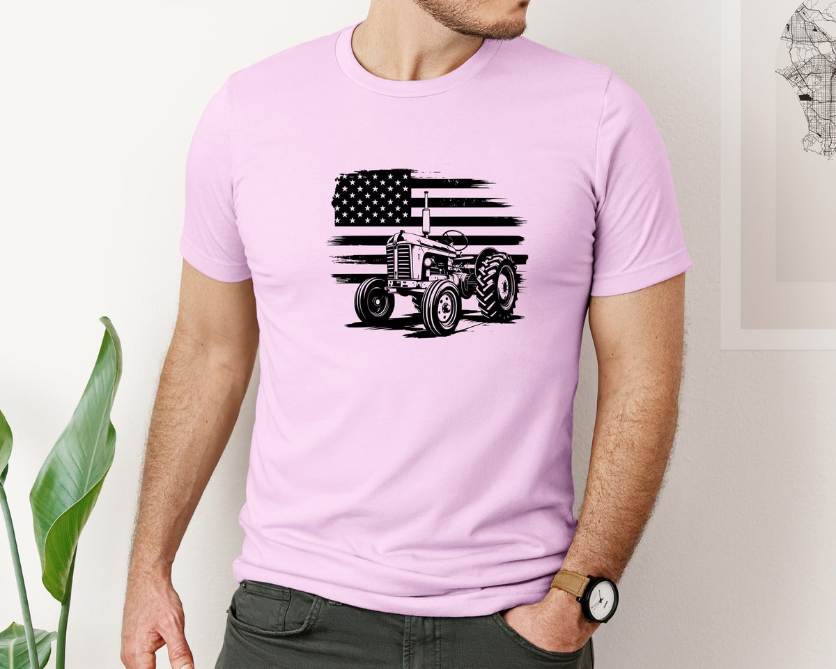 brand:Bella Canvas|color:Lilac|Tractor Flag Vector T Shirt Design Graphic T-Shirt