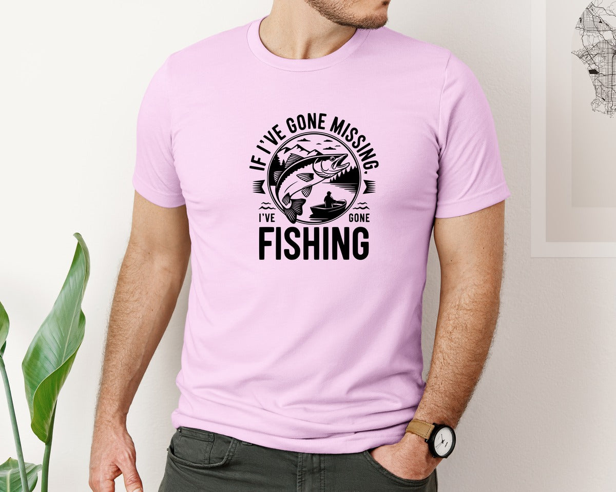 brand:Bella Canvas|color:Lilac|If Ive Gone Missing Ive Gone Fishing T Graphic T-Shirt
