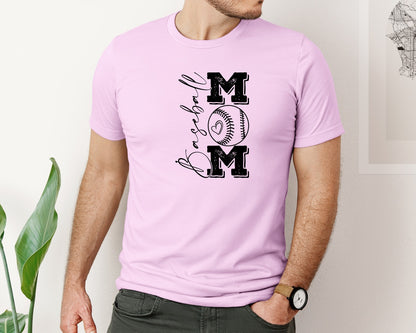 brand:Bella Canvas|color:Lilac|Baseball Mama 16 Graphic T-Shirt