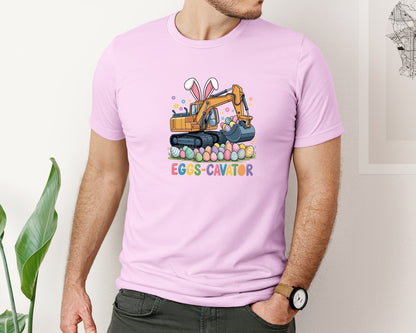 brand:Bella Canvas|color:Lilac|Eggs Cavator Easter Excavator 3 Graphic T-Shirt