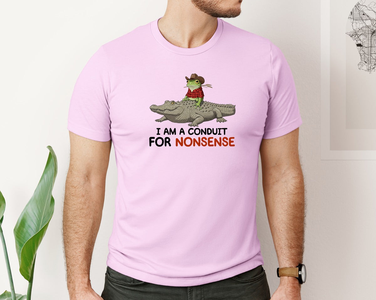 brand:Bella Canvas|color:Lilac|I Am A Conduit For Nonsense Frog And All Graphic T-Shirt