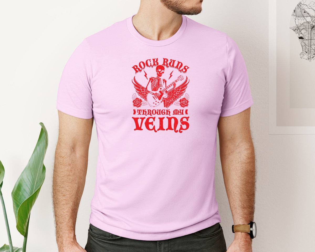 brand:Bella Canvas|color:Lilac|Rock Runs Through My Veins Design Graphic T-Shirt