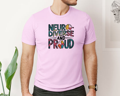 brand:Bella Canvas|color:Lilac|Neuro Diverse And Proud Autism Shirt Graphic T-Shirt