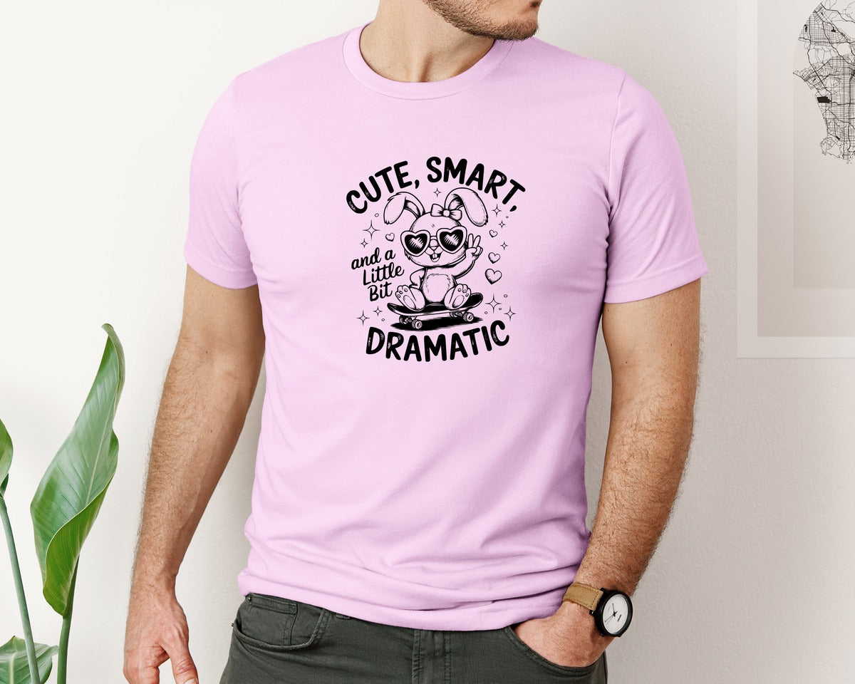 brand:Bella Canvas|color:Lilac|Cute Smart And A Little Bit Dramatic T Graphic T-Shirt