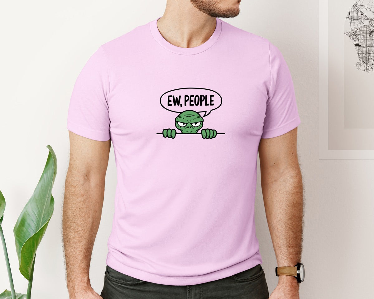 brand:Bella Canvas|color:Lilac|Ew People Alien Ufo T Shirt Design Graphic T-Shirt