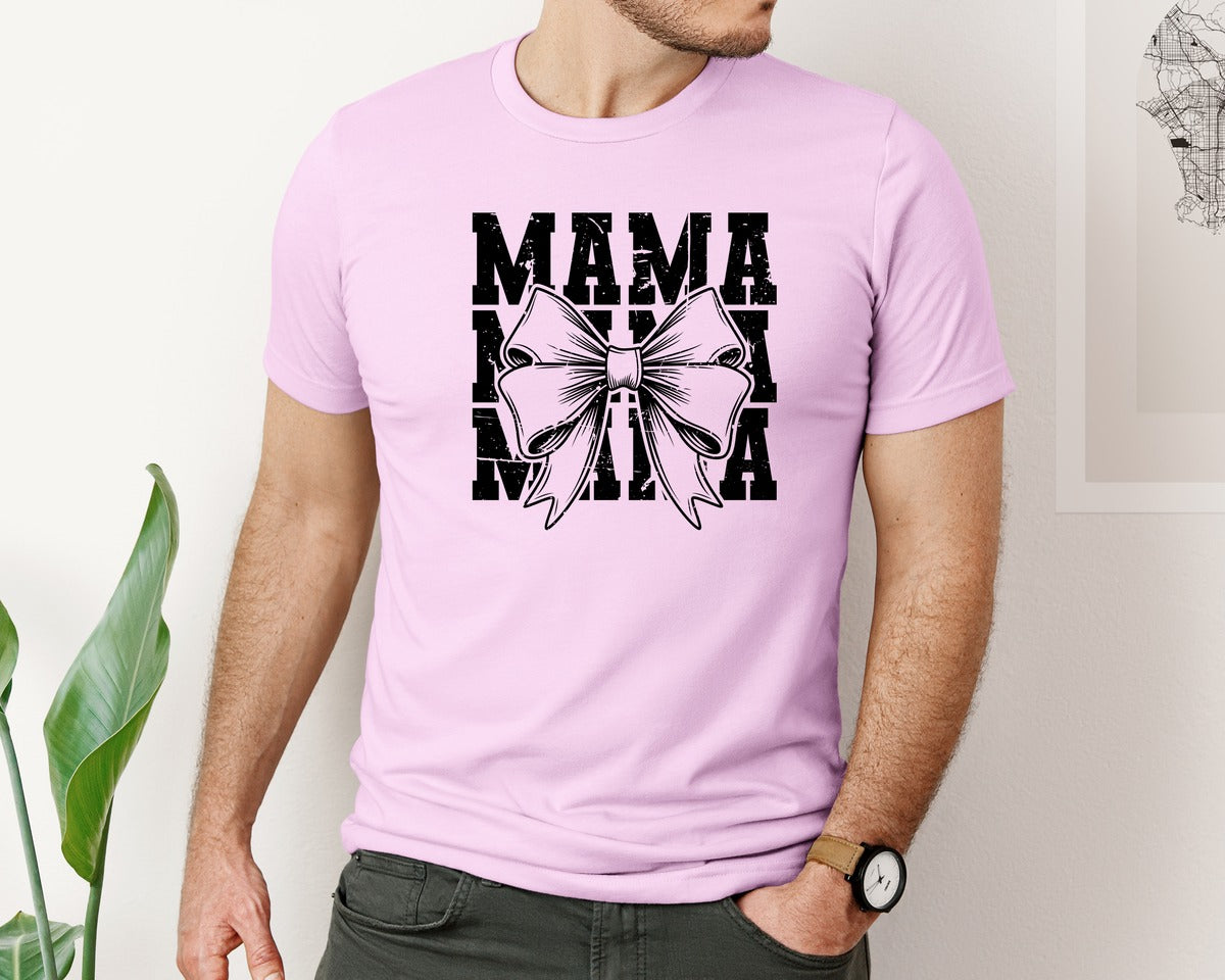 brand:Bella Canvas|color:Lilac|Mama Mom Mama Coquette Graphic T-Shirt