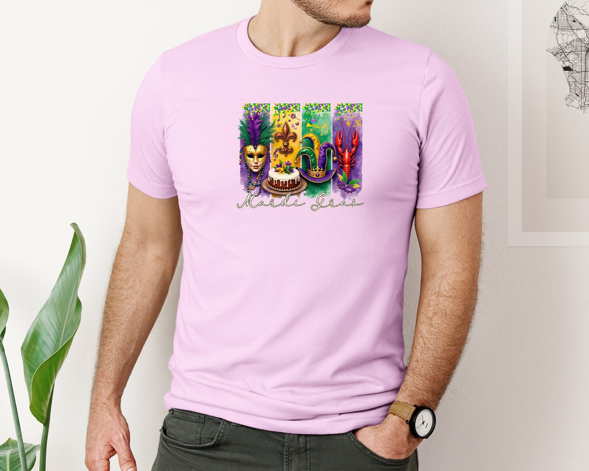 brand:Bella Canvas|color:Lilac|Mardi Gras Coquette 2 Graphic T-Shirt