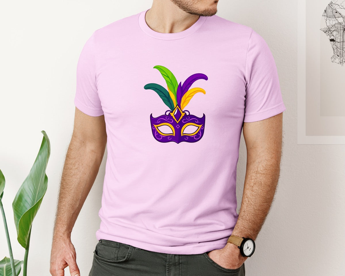 brand:Bella Canvas|color:Lilac|Mardi Gras Mask T Shirt Design 4 Graphic T-Shirt