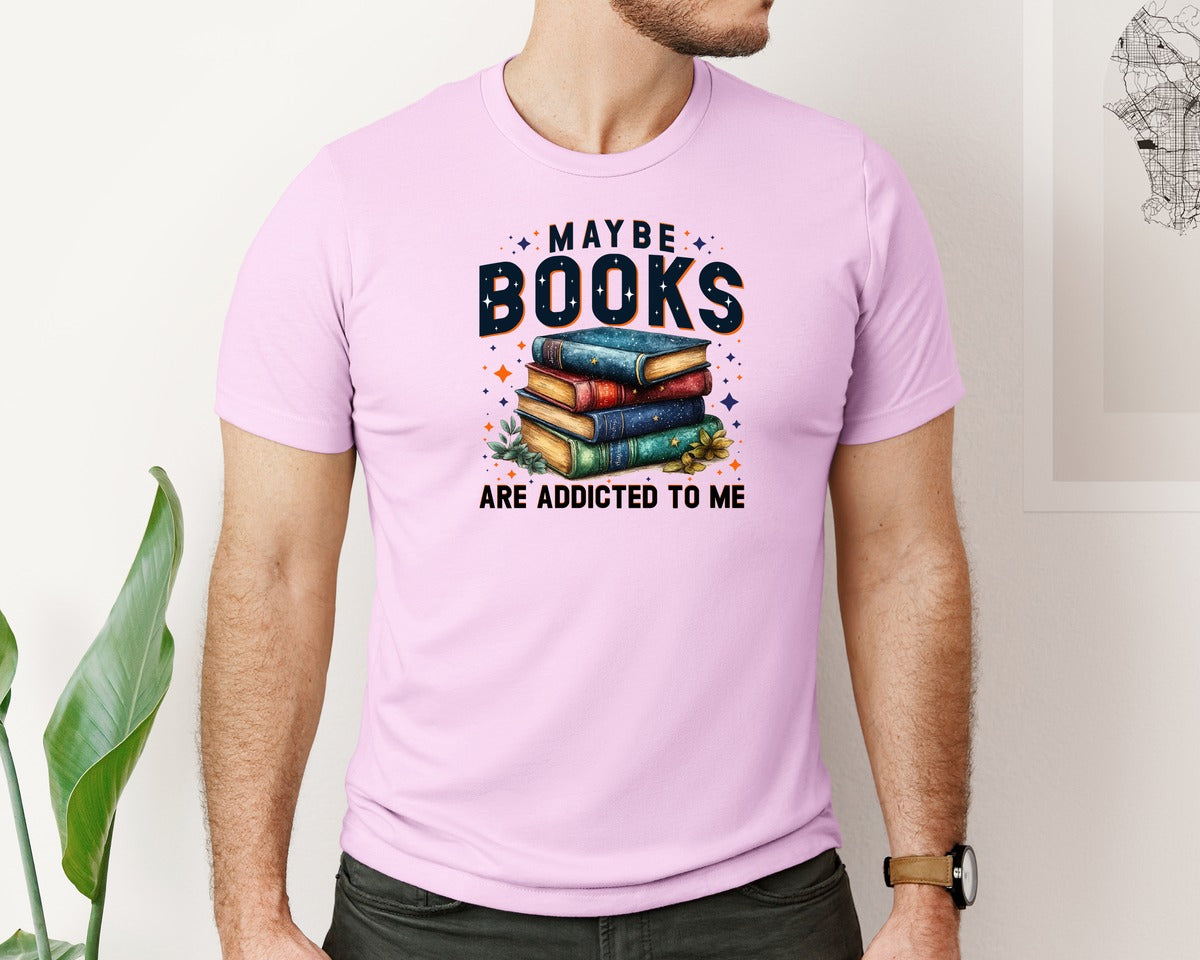 brand:Bella Canvas|color:Lilac|Maybe Books Are Addicted To Me 6 Graphic T-Shirt