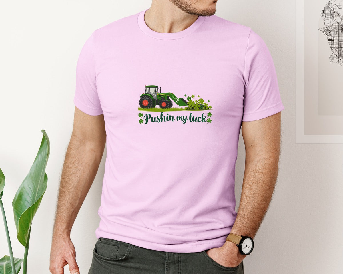 brand:Bella Canvas|color:Lilac|Pushin My Luck St Patricks Day 3 Graphic T-Shirt