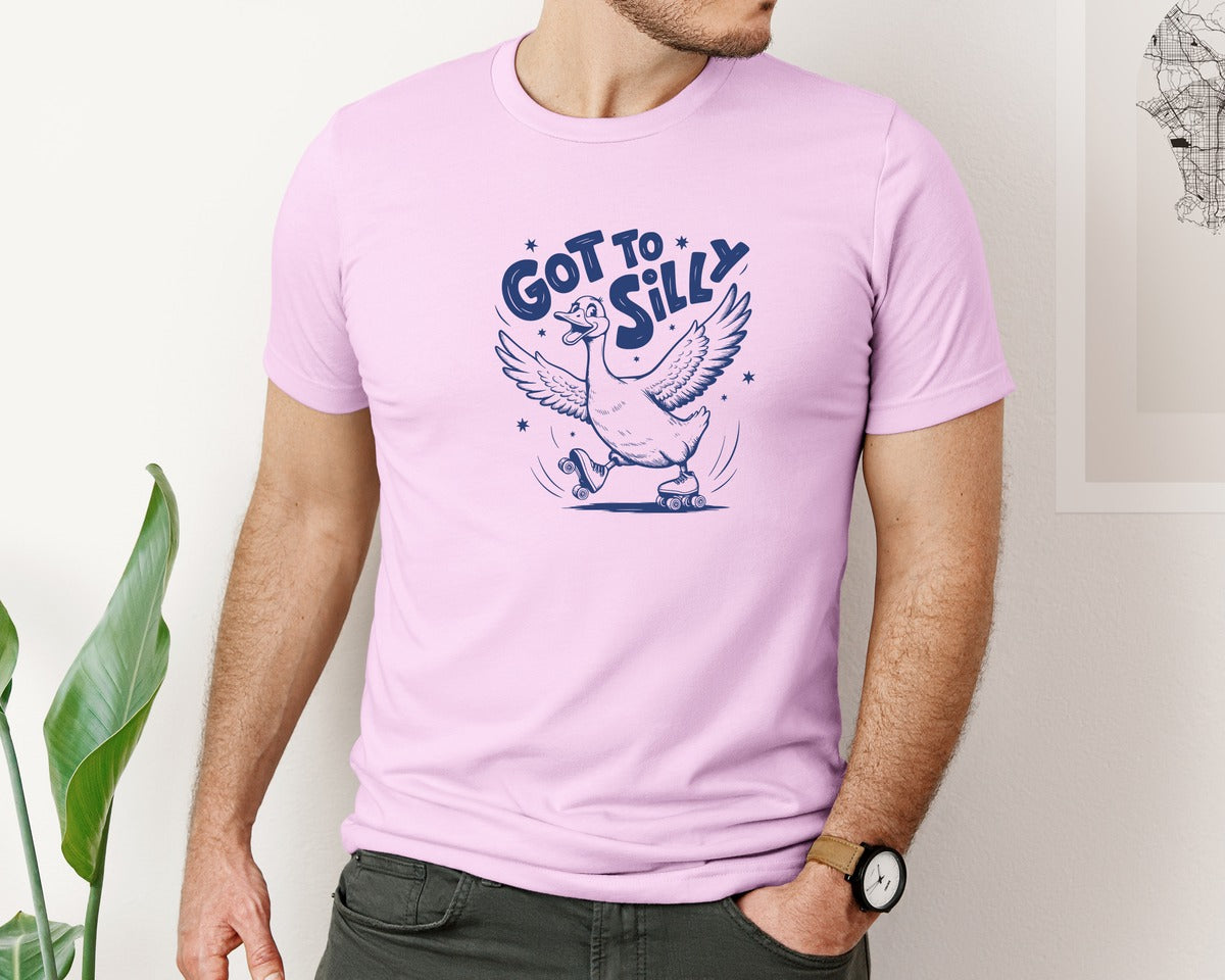 brand:Bella Canvas|color:Lilac|Funny Goose Got Too Silly Design Graphic T-Shirt