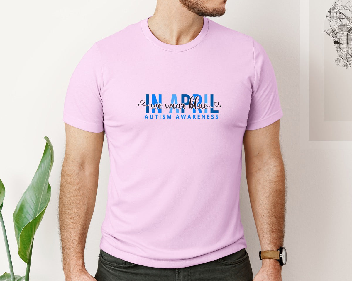 brand:Bella Canvas|color:Lilac|In April We Wear Blue Autism Awareness 17 Graphic T-Shirt