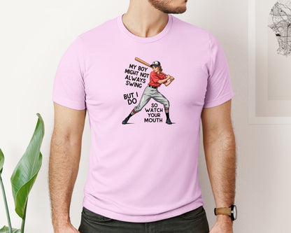brand:Bella Canvas|color:Lilac|Baseball Mom Funny Softball 3 Graphic T-Shirt