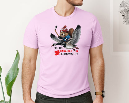 brand:Bella Canvas|color:Lilac|We Are Canada Elbows Up 2 Graphic T-Shirt