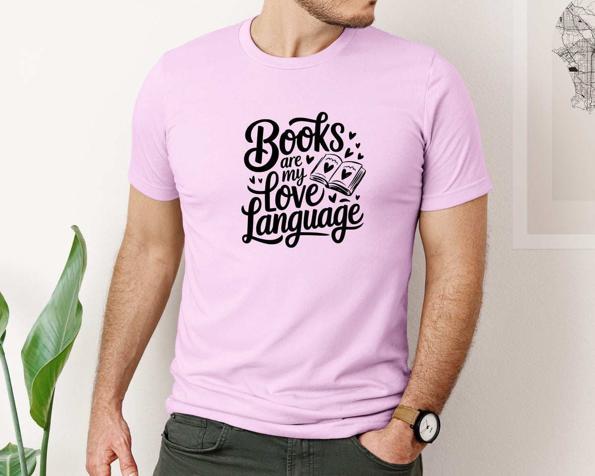 brand:Bella Canvas|color:Lilac|Books Are My Love Language T Shirt Desig Graphic T-Shirt