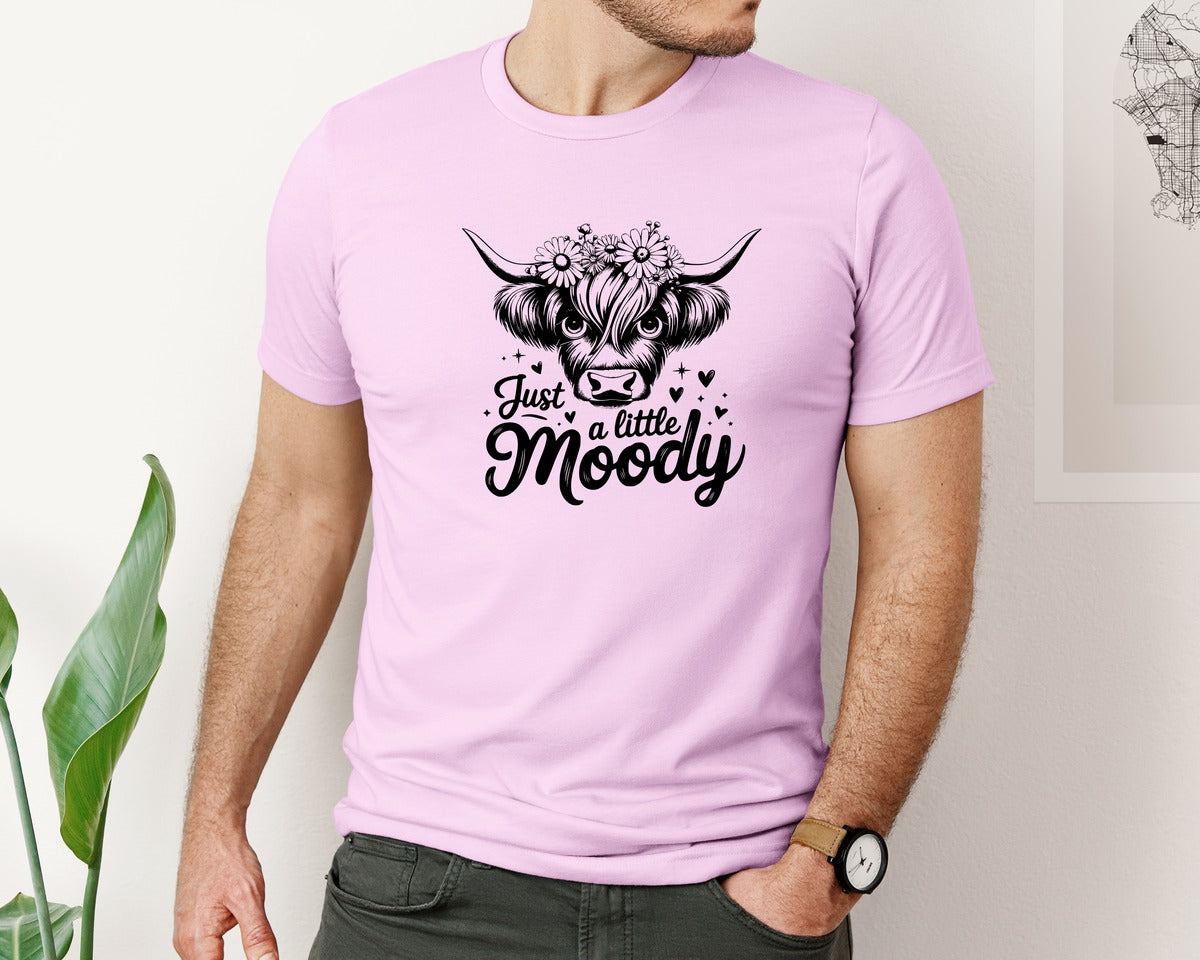brand:Bella Canvas|color:Lilac|Just A Little Moody T Shirt Design Graphic T-Shirt
