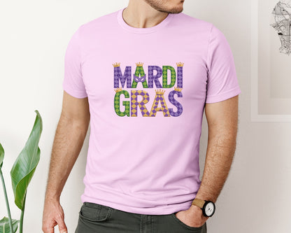 brand:Bella Canvas|color:Lilac|Mardi Gras Festive Des Graphic T-Shirt