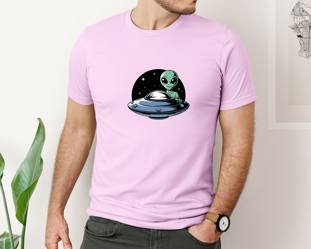 brand:Bella Canvas|color:Lilac|Retro Vintage Ufo Alien T Shirt Design 4 Graphic T-Shirt