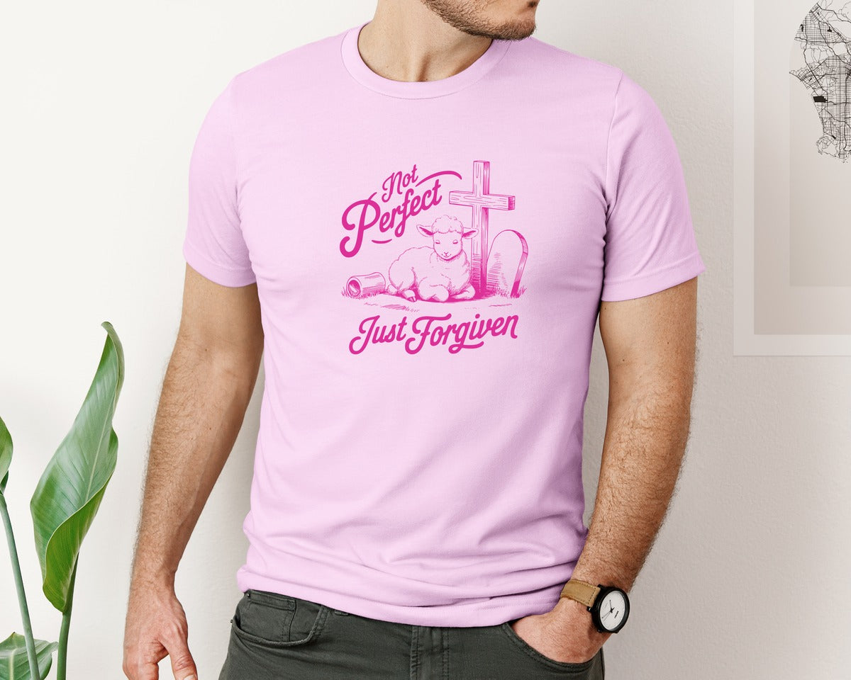 brand:Bella Canvas|color:Lilac|Not Perfect Just Forgiven Design 18 Graphic T-Shirt