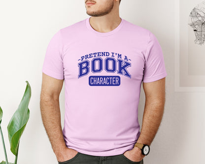 brand:Bella Canvas|color:Lilac|Pretend Im A Book Character Book Lover 2 Graphic T-Shirt