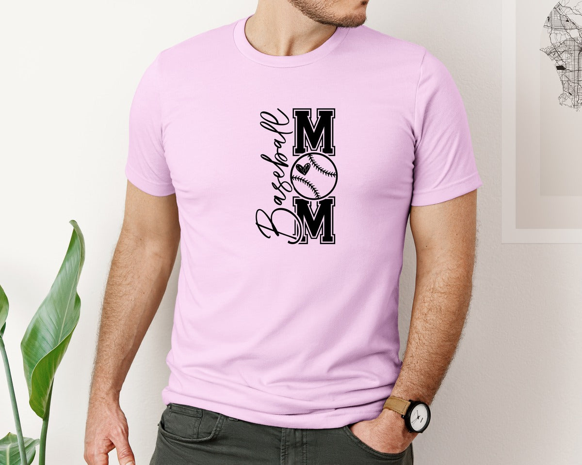 brand:Bella Canvas|color:Lilac|Baseball Mom Baseball Mom 2 Graphic T-Shirt